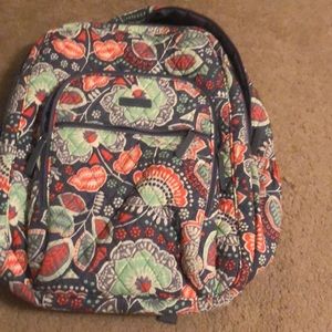 vera bradley backpack laptop slot grey green